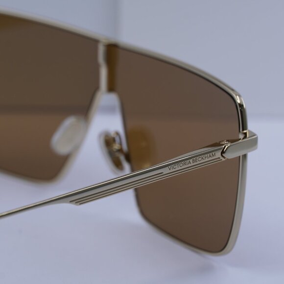 Victoria Beckham VB238S 723 Shield Sunglasses – Gold/Caramel - Picture 9 of 10